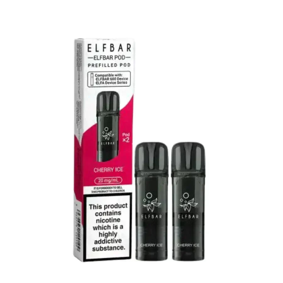 Elf Bar 600 Prefilled Pods - Box of 10 in Cherry Ice Flavour at UK Vaper Wholesale