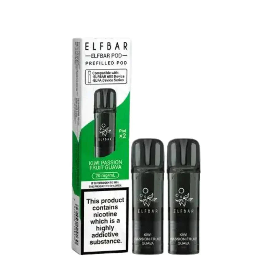 Elf Bar 600 Prefilled Pods - Box of 10 in Kiwi Passion Fruit Guava Flavour at UK Vaper Wholesale