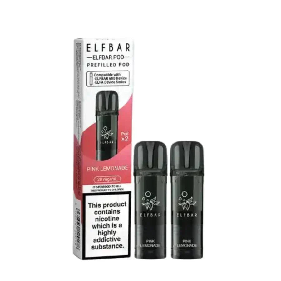 Elf Bar 600 Prefilled Pods - Box of 10 in Pink Lemonade Flavour at UK Vaper Wholesale