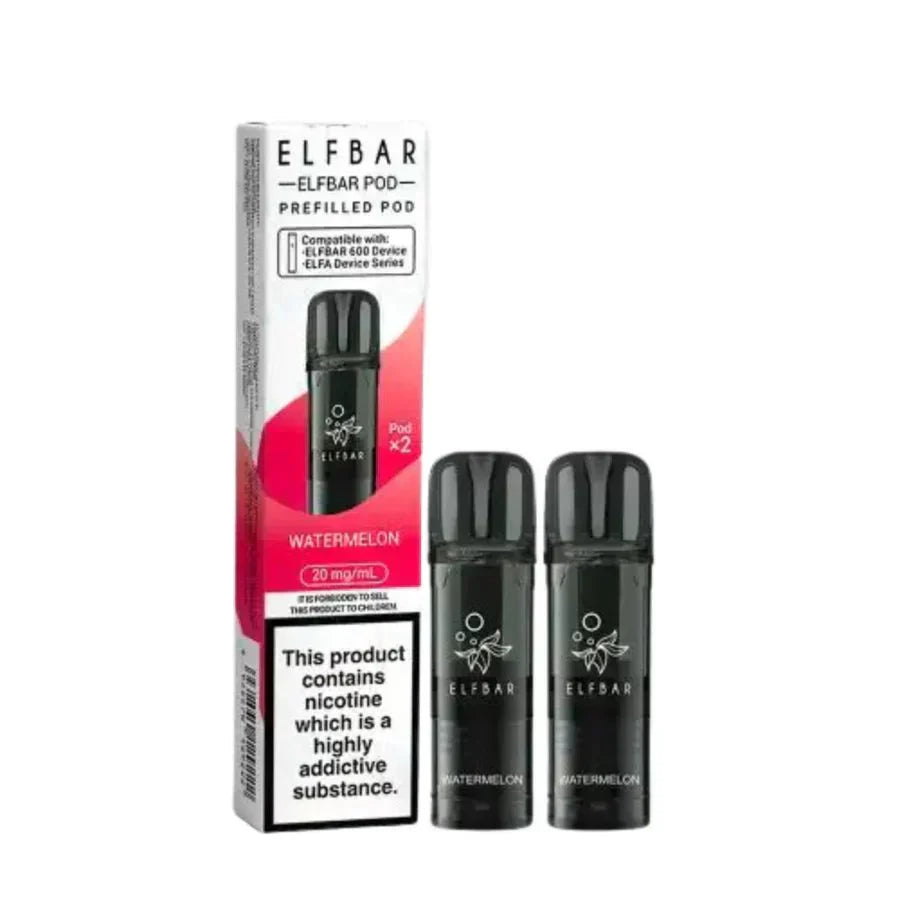Elf Bar 600 Prefilled Pods - Box of 10 in Watermelon Flavour at UK Vaper Wholesale
