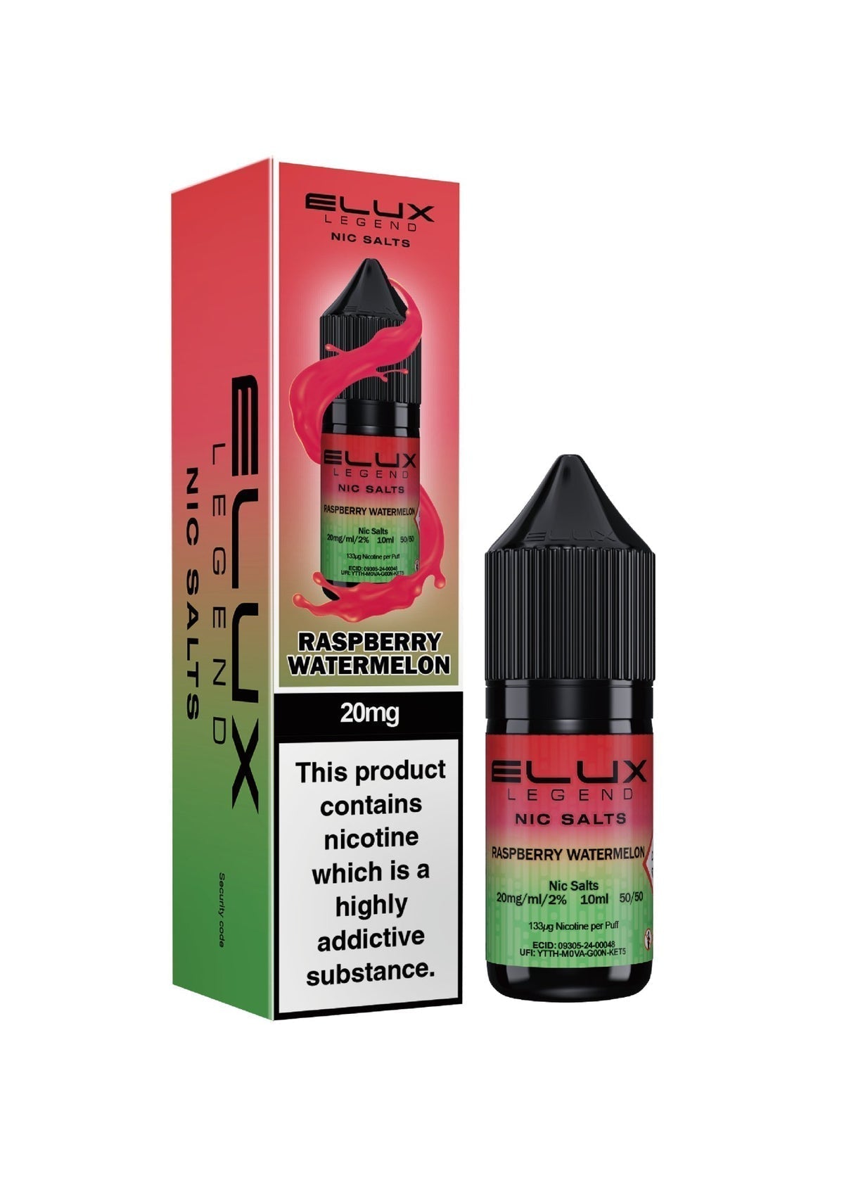 Elux Legend Nic Salts - 10ml E - liquids - Box of 10 - Raspberry Watermelon *New* - vapeukwholesale