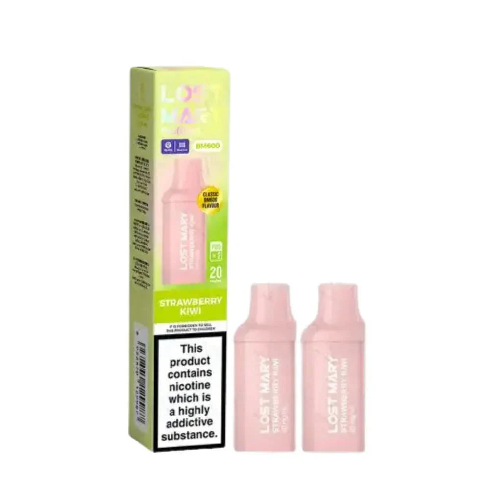 Lost Mary BM600 Prefilled Pods box of 10 in Strawberry Kiwi Flavour at UK Vaper Wholesale