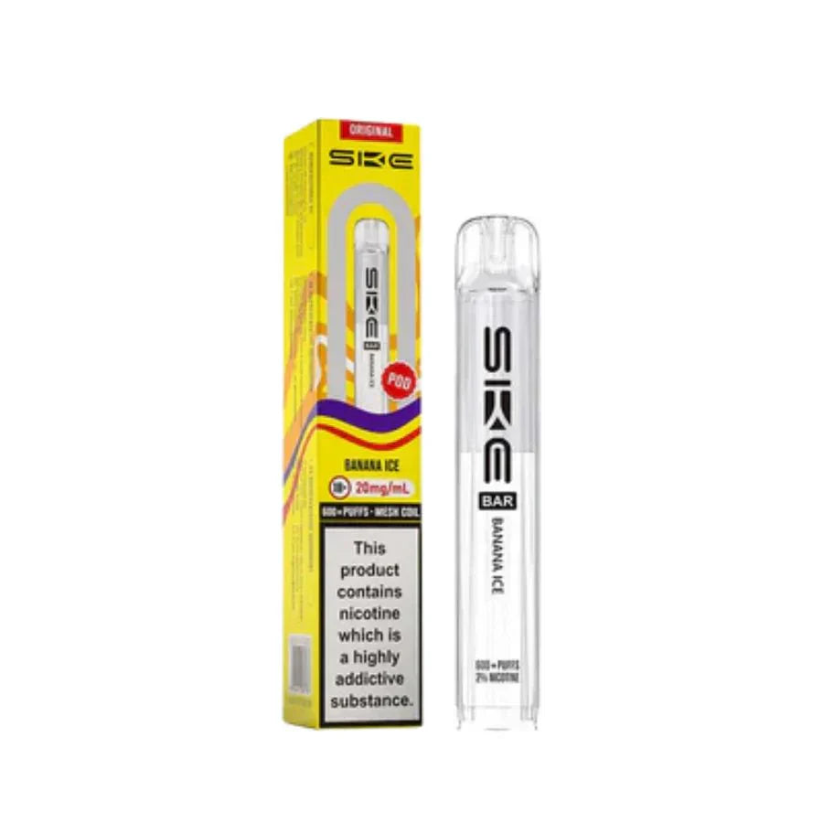 SKE Bar 600 Prefilled Pod box of 10 in Banana Ice at UK Vaper Wholesale