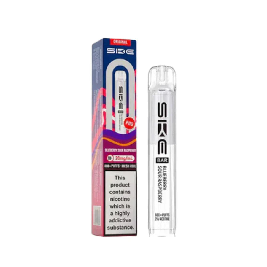 SKE Bar 600 Prefilled Pod box of 10 in Blueberry Sour Raspberry at UK Vaper Wholesale