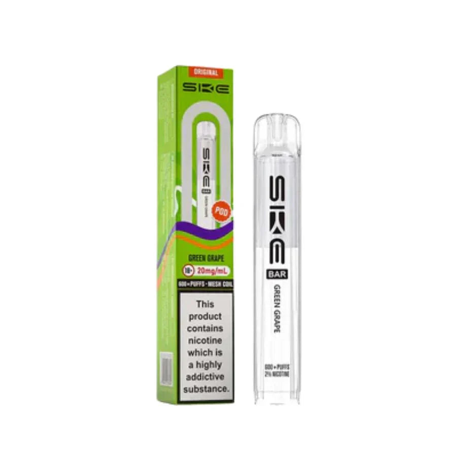 SKE Bar 600 Prefilled Pod box of 10 in Green Grape at UK Vaper Wholesale